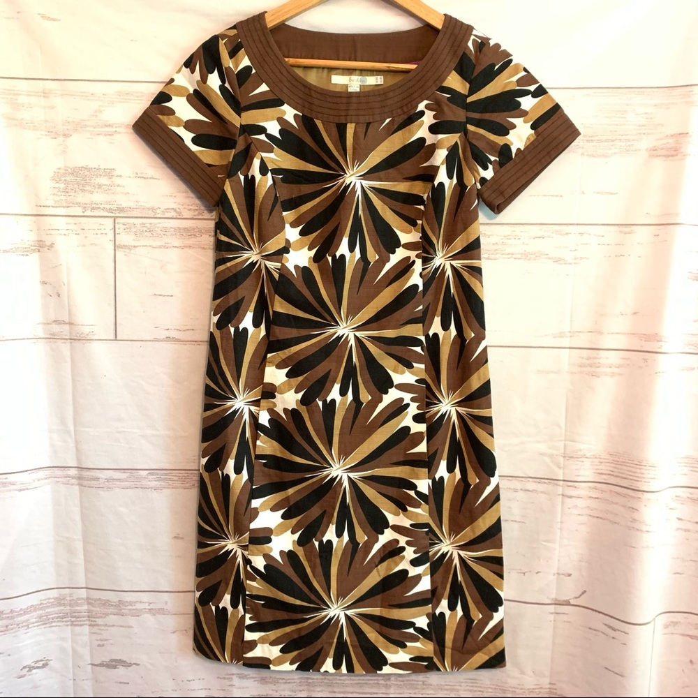 Boden floral mini dress brown multi with pockets